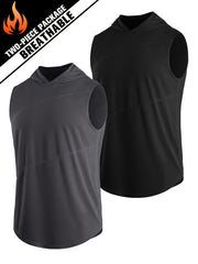 Men's Casual Hooded Tank Top Quick Dry Sleeveless T-Shirt