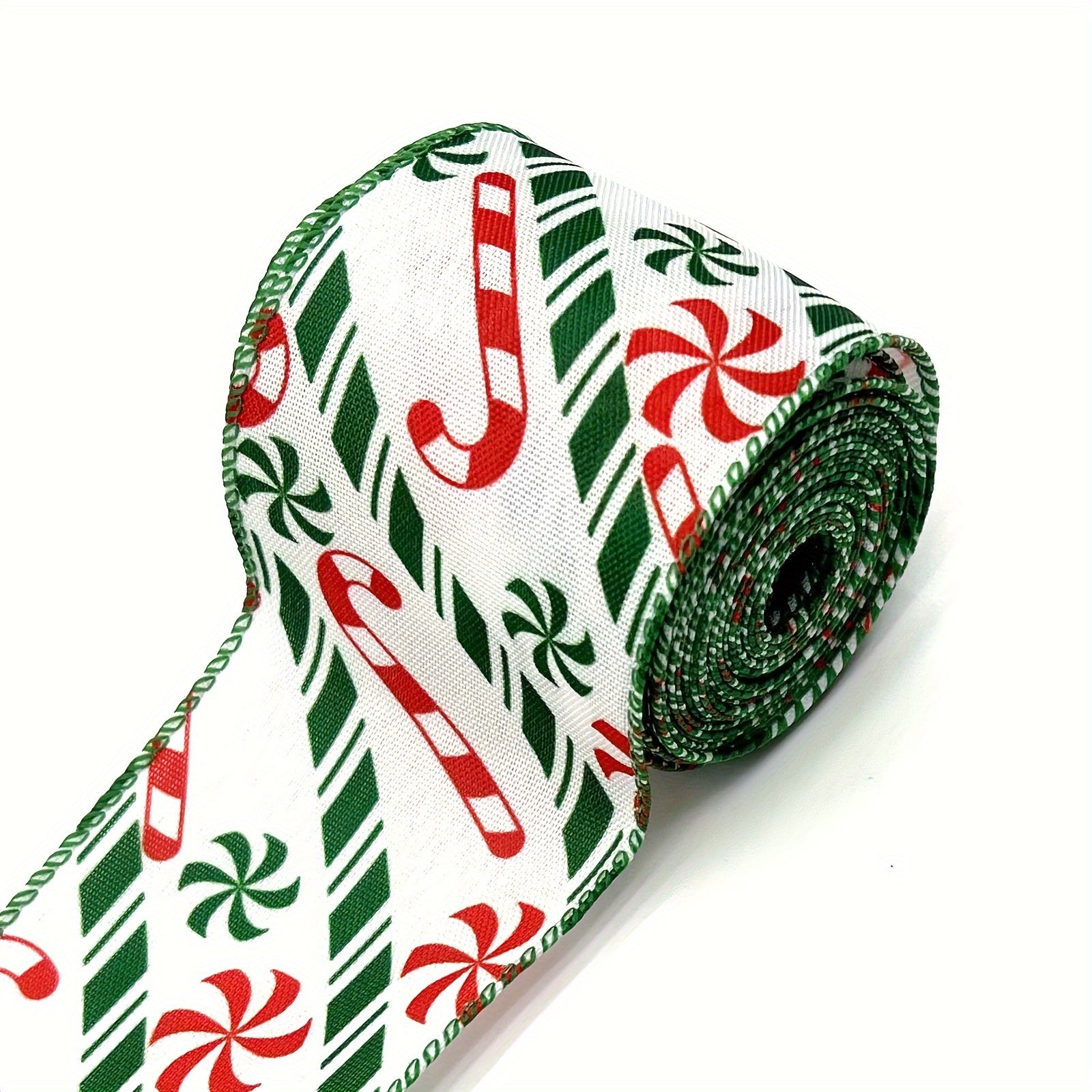 Christmas Candy Peppermint Wired Edge Ribbon Burlap Ribbon DIY Craft