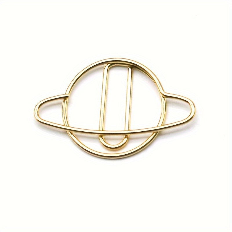 10pcs Planet Creative Paper Clip Golden Metal Paper Clip Rose Golden