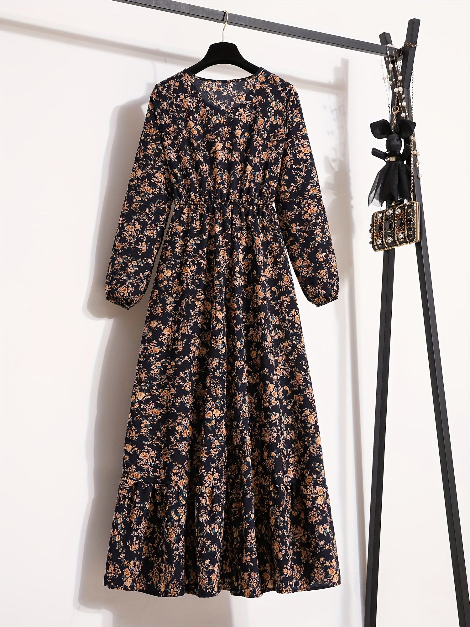 Floral Print Long Sleeve Dress for Women