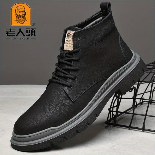 Men's Lace up Service Boots Casual Leather Walking Shoes
