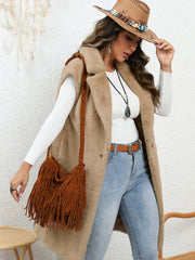 Sleeveless Teddy Vest Casual Lapel One Button Vest Women's Clothing