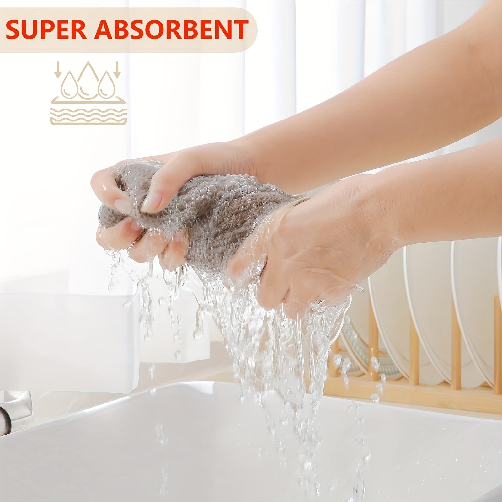6pcs Waffle Washcloth Dish Towels Absorbent Quick Drying Small Square Towel