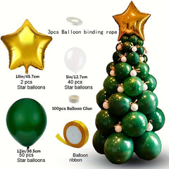 Pink Christmas Balloon Tree Ink Green Christmas Tree