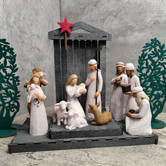 Nativity Figurine 10 Piece Set Hand Painted Nativity Figures Holiday Decor