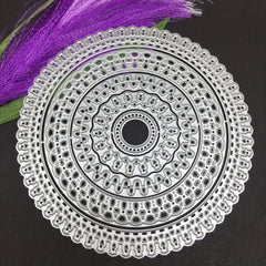 Round Circle Lace Embossing Folder Metal Cutting Dies For Scrapbo