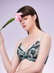 Floral Lace Underwire Push Up Bra for Women