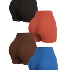 Ribbed Butt Lifting Biker Shorts High Waist 4pcs Set