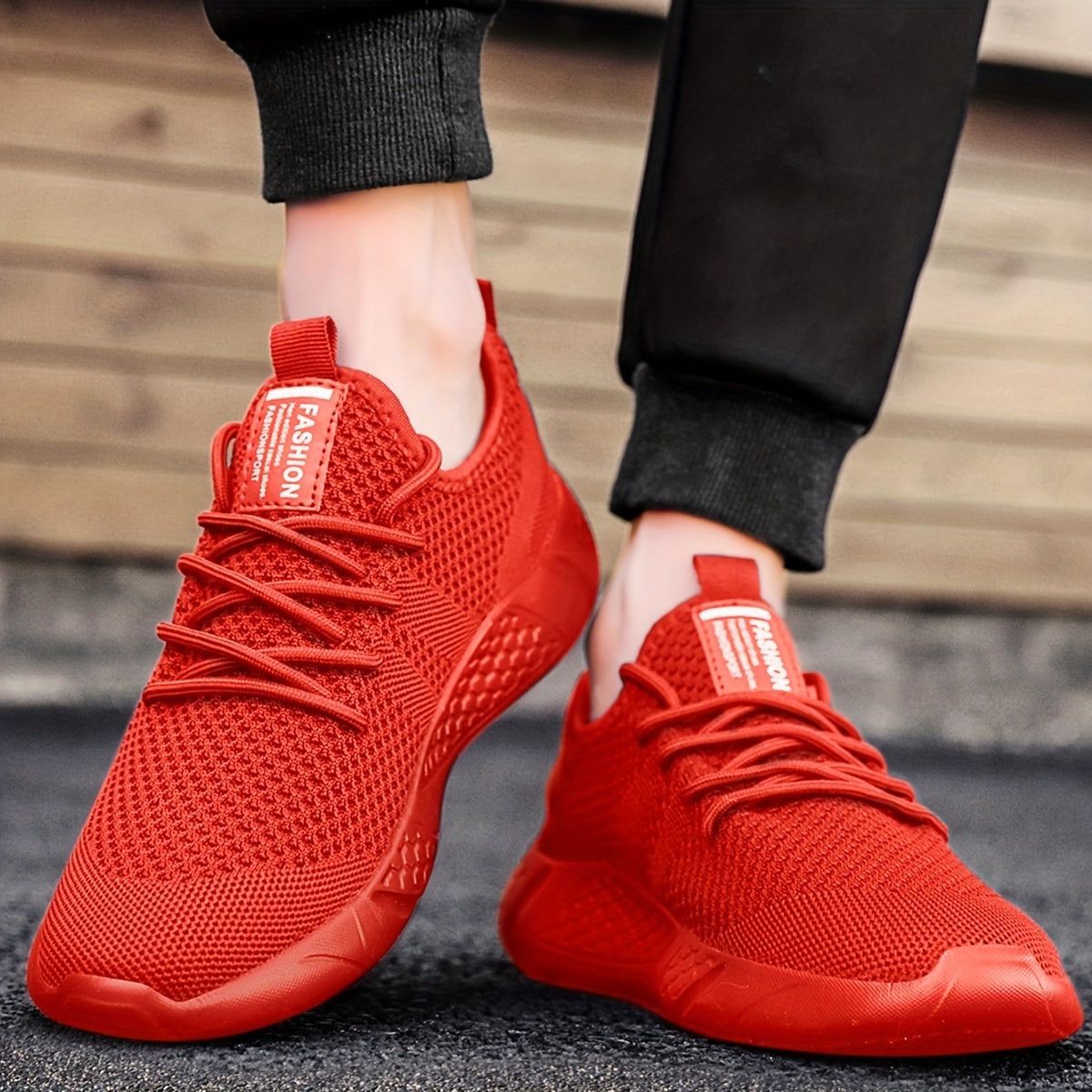 Men's Lace Up Knit Sneakers Breathable Outdoor Running Shoes