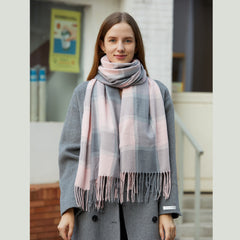 Plaid Pattern Tassel Scarf Windproof Warm Shawl Classic Thick Couple Scarves