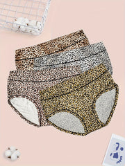 4 Pack Plus Size Leopard Print Soft Briefs Set