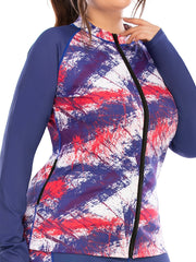 Tie Dye Zip Up Sports Top with Pockets