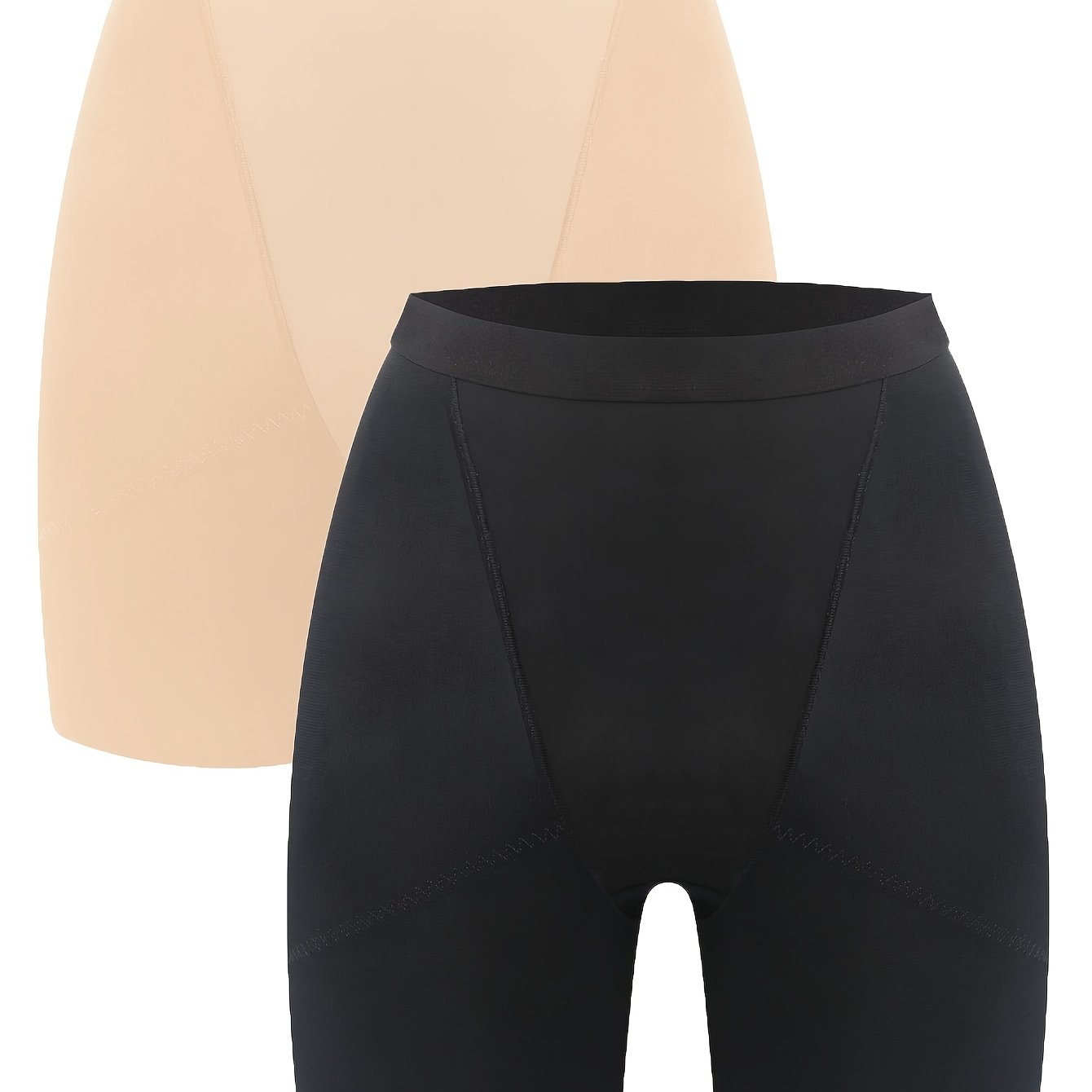 2 Pack Plus Size Sporty Panties Set Women's Plus Solid Tummy Control