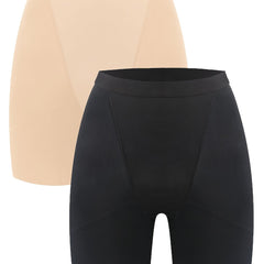 2 Pack Plus Size Sporty Panties Set Women's Plus Solid Tummy Control