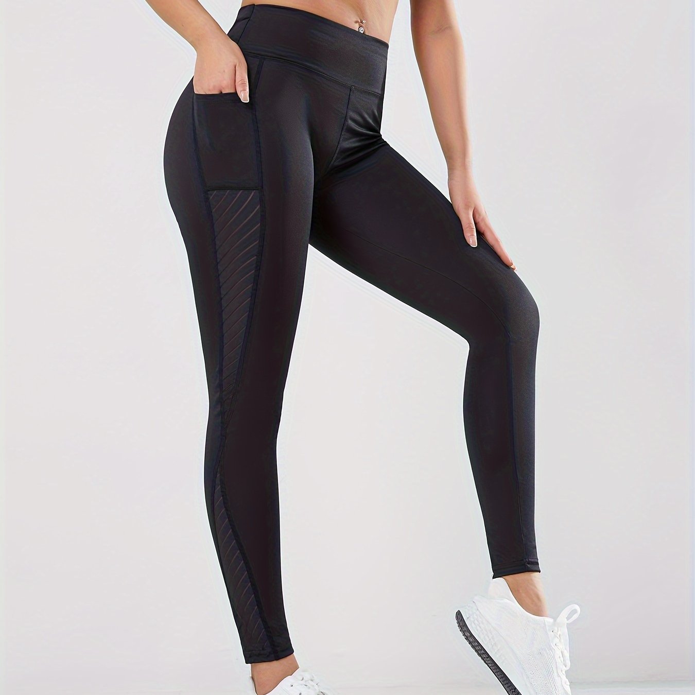 Mesh Stitching Sports Leggings High Stretch Hip Lifting