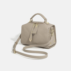 Gray Leather Pillow Bag Large Capacity Shoulder & Crossbody Handbag