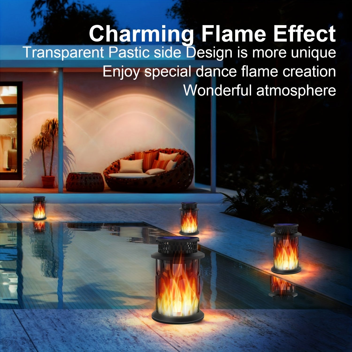 Solar Lanterns Outdoor Hanging Dancing Flame Torch Lights