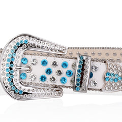 Silvery & PU Belt Block Rhinestone Decor Y2K Belt Hip Hop Jeans Pants Belt