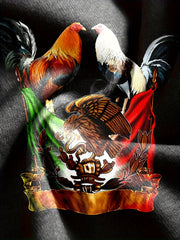 Rooster And Eagle Print Men's Long Sleeve T-shirt for Autumn