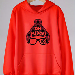 Girls Cartoon Glasses Pattern Hooded Sweatshirt