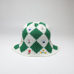 Embroidered Floral Bucket Hat for Women Warm Autumn Winter