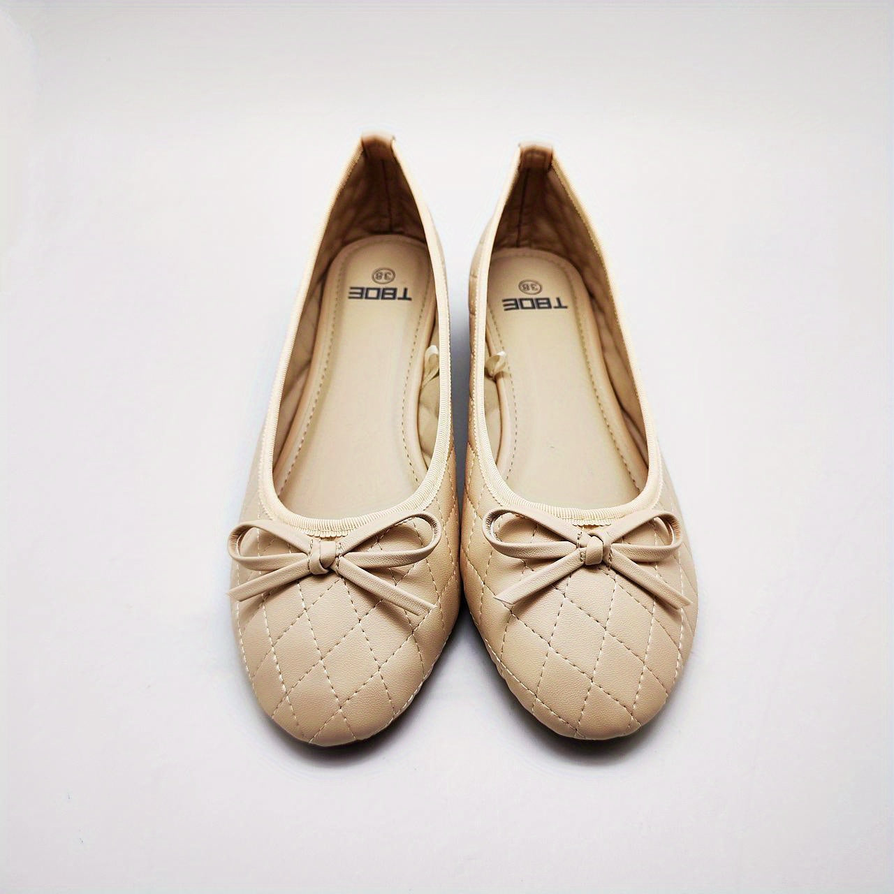 Women's Bowknot Ballet Shoes Slip On Quilted Lightweight Walking Shoes