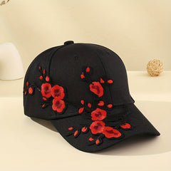 Red Plum Embroidery Baseball Cap Adjustable Sports Dad Hat