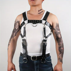 Men's Punk Body Chest Harness PU Leather Adjustable Chest S...