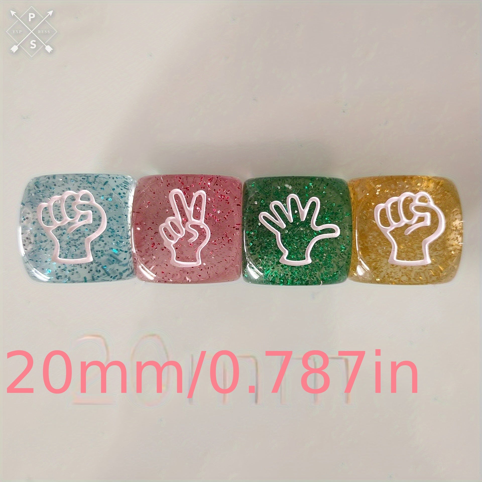 12 Transparent Glitter Dices Finger Puzzle Game 4 Colors 3 Pieces