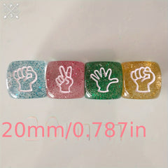 12 Transparent Glitter Dices Finger Puzzle Game 4 Colors 3 Pieces