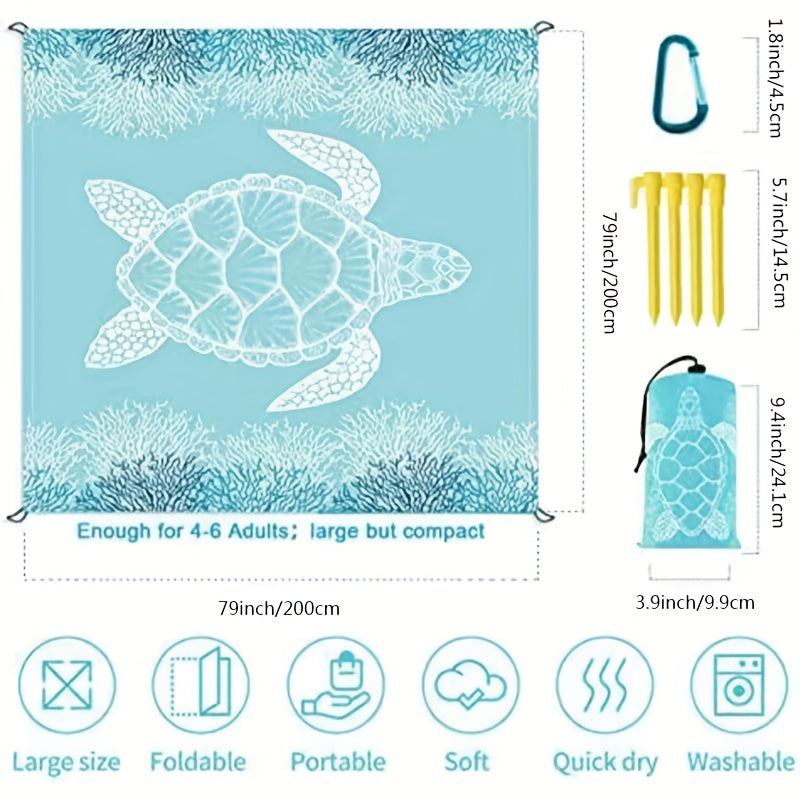 Sea Turtle Pattern Picnic Waterproof Mat for Outdoor Camping
