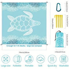 Sea Turtle Pattern Picnic Waterproof Mat for Outdoor Camping