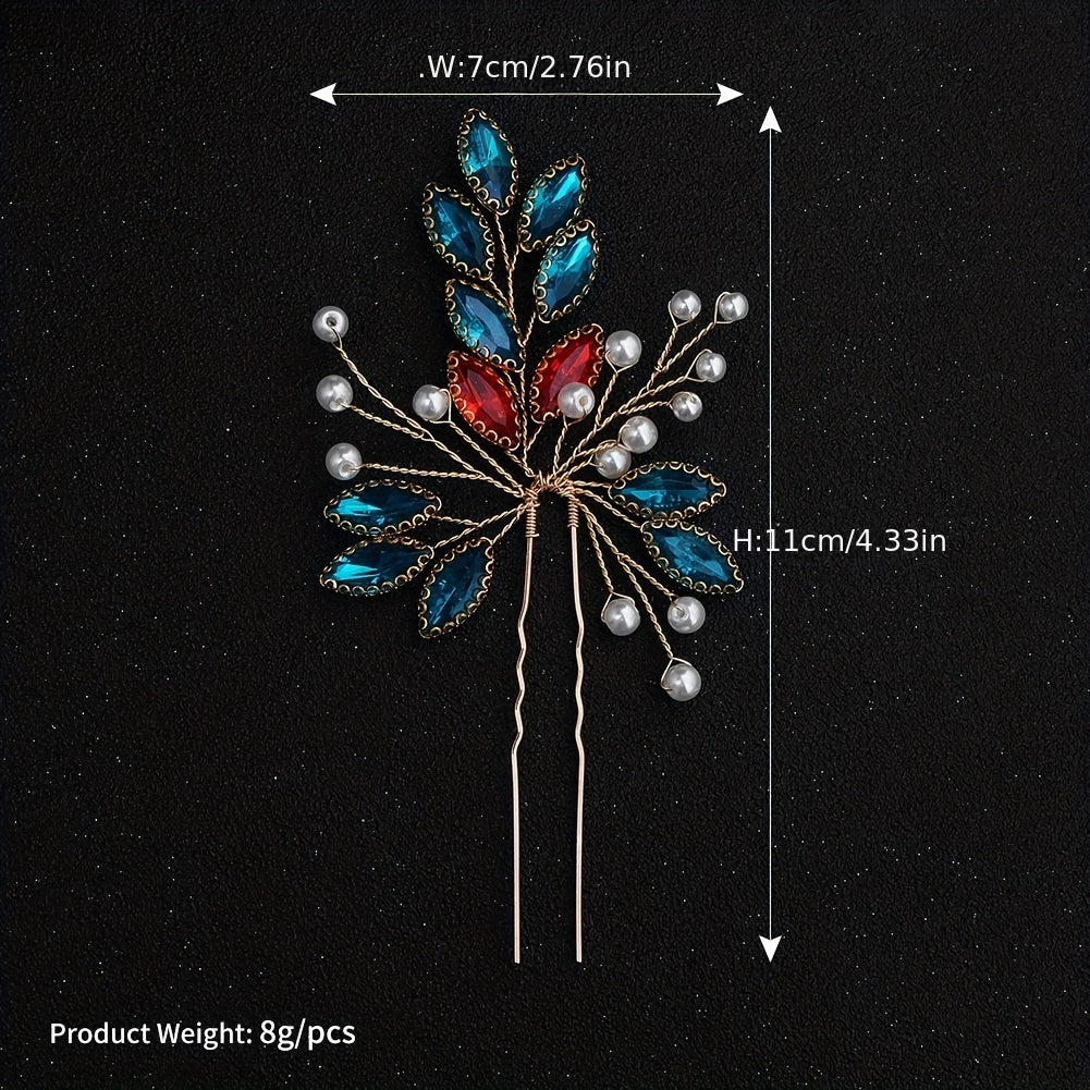 Bridal Hairpin Faux Pearl Rhinestone U shaped Hairpin Vintage
