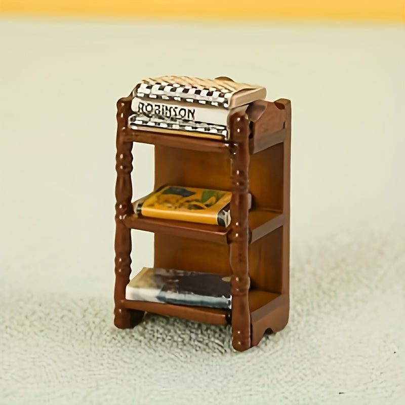 1:12 Scale Dollhouse Bedside Storage Shelf, Dark Brown Furniture