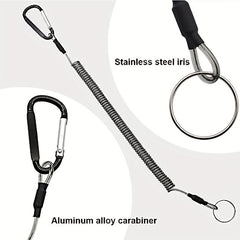 10pcs Coiled Lanyard Spring Coil Cord Keychain Fishing Rod Tool Retractable