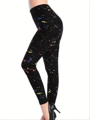 Graffiti Print Skinny Leggings Casual Women's Clothing