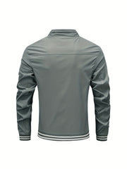 Men's Loose Casual Long Sleeve Striped Cuff Lightweight Jackets