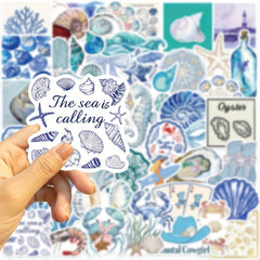 50pcs Coastal Girl Vinyl Stickers - Ocean & Marine Themed Decals
