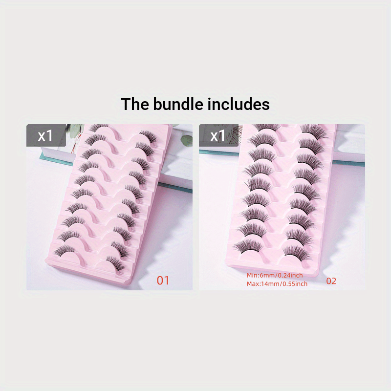 10 Pairs Natural Fluffy Faux Mink Lashes for False Eyelashes Extension