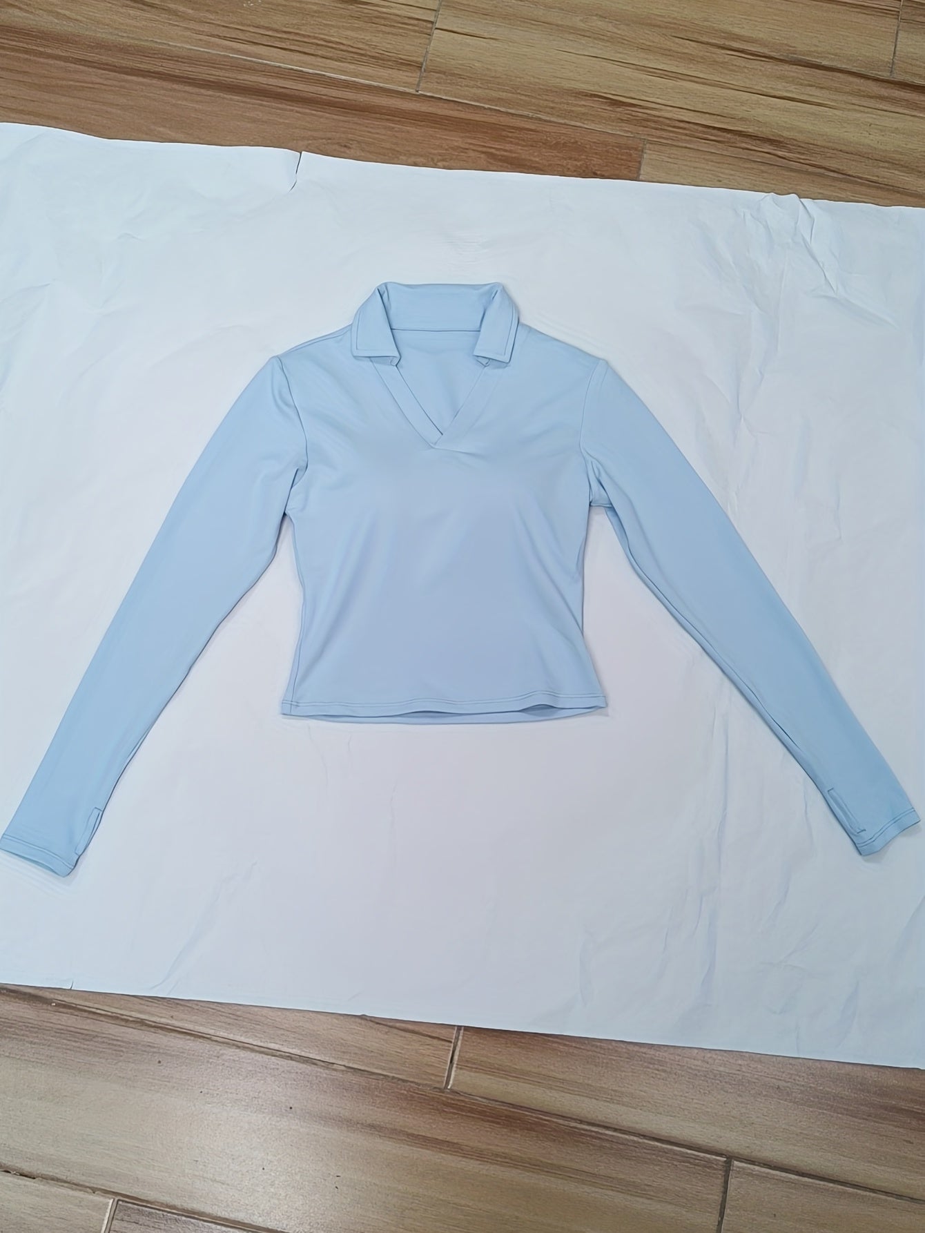 Women's V Neck Long Sleeve Crop Top for Yoga