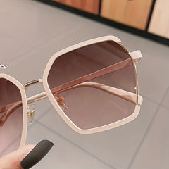 Oversized Polygon Sunglasses Gradient UV400 Sun Shades Metal Glasses