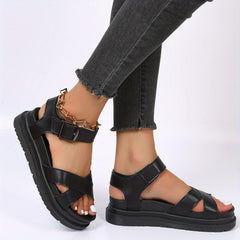 Women's Platform Cross Strap Sandals Ankle Buckle Strap Non Slip Shoes