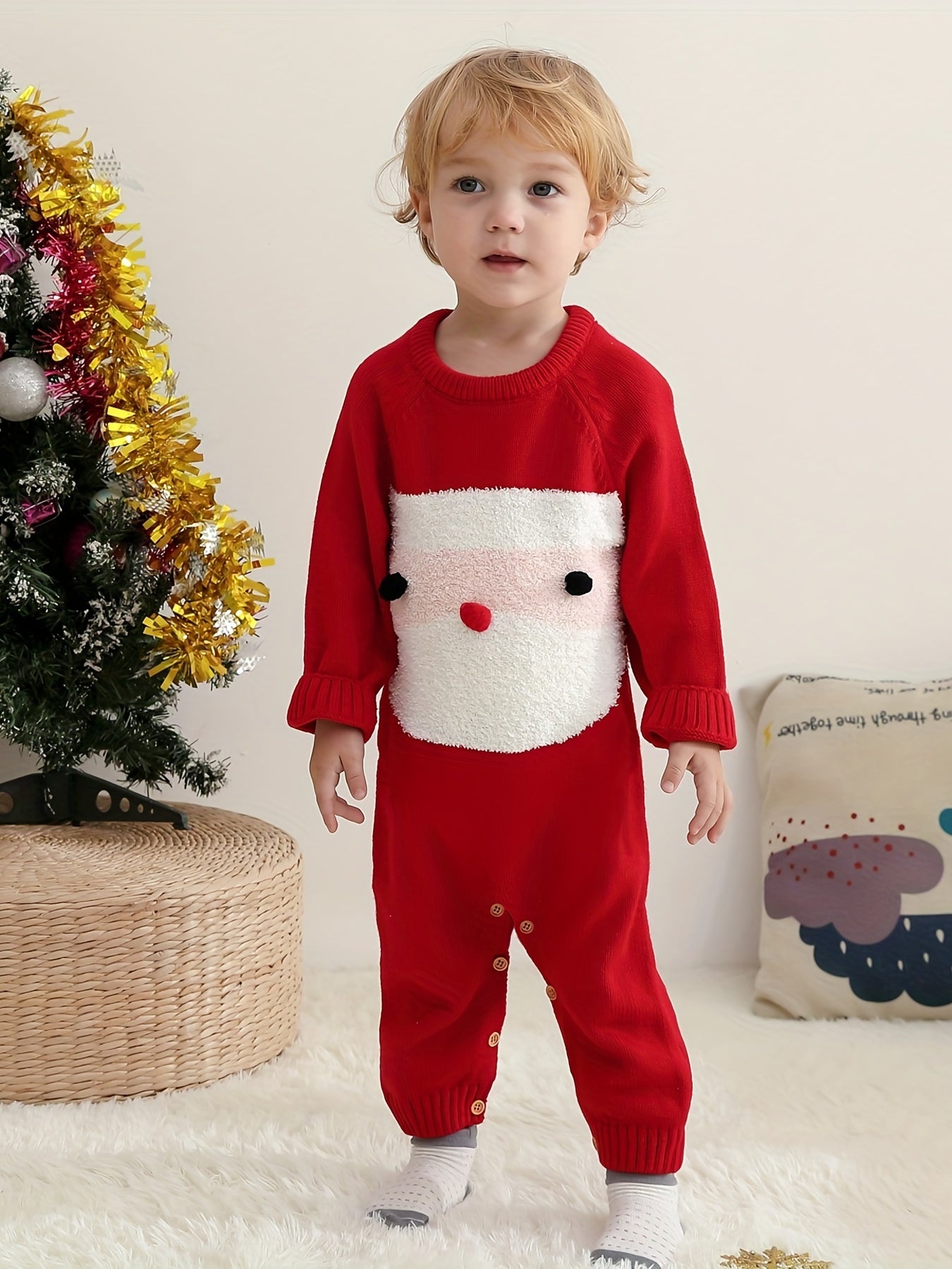 Christmas Knitted Sweater Romper for Baby Onesie