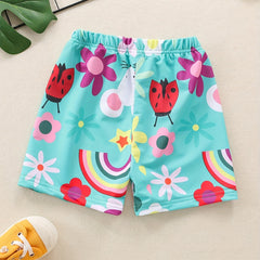 Toddler Girls Rainbow Flower Elastic Waist Sports Shorts Swim Trunks