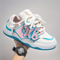 Men's Lace Print Lace Up Sneakers Casual Walking Shoes