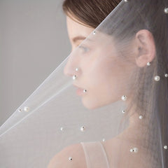 Pearl Inlaid Veil & Headband Bridal Headwear