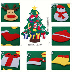 DIY Felt Christmas Tree With Detachable Ornaments Wall Hanging