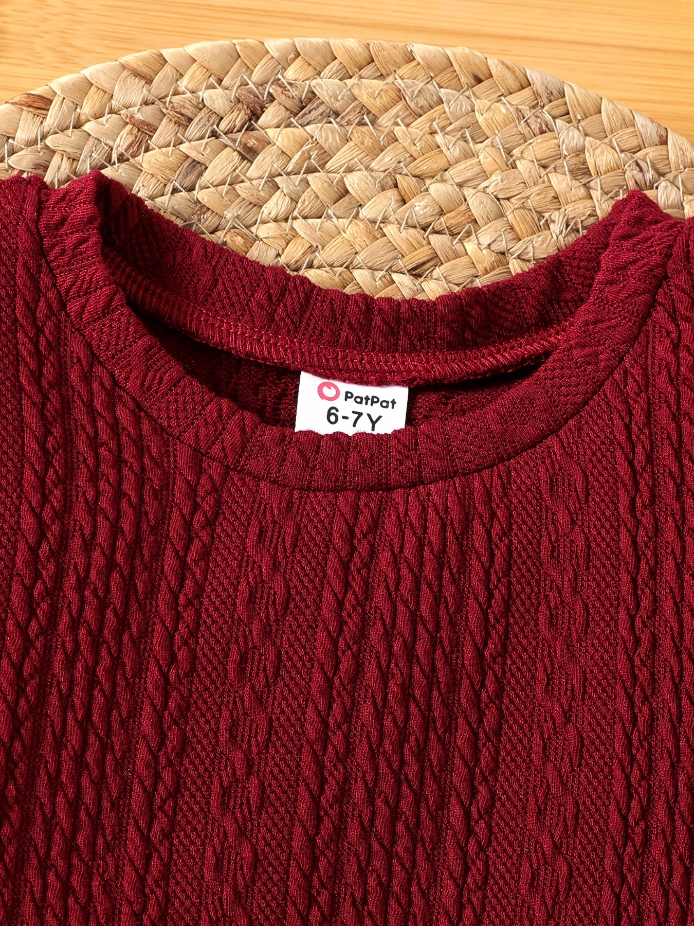Kid Girl Cable Knit Houndstooth Long Sleeve Dress
