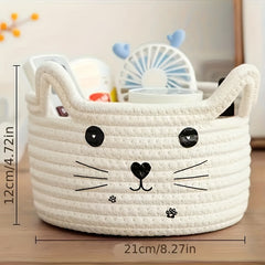 Cat Ear Cotton Storage Basket - Desktop Organization & Snack Storage