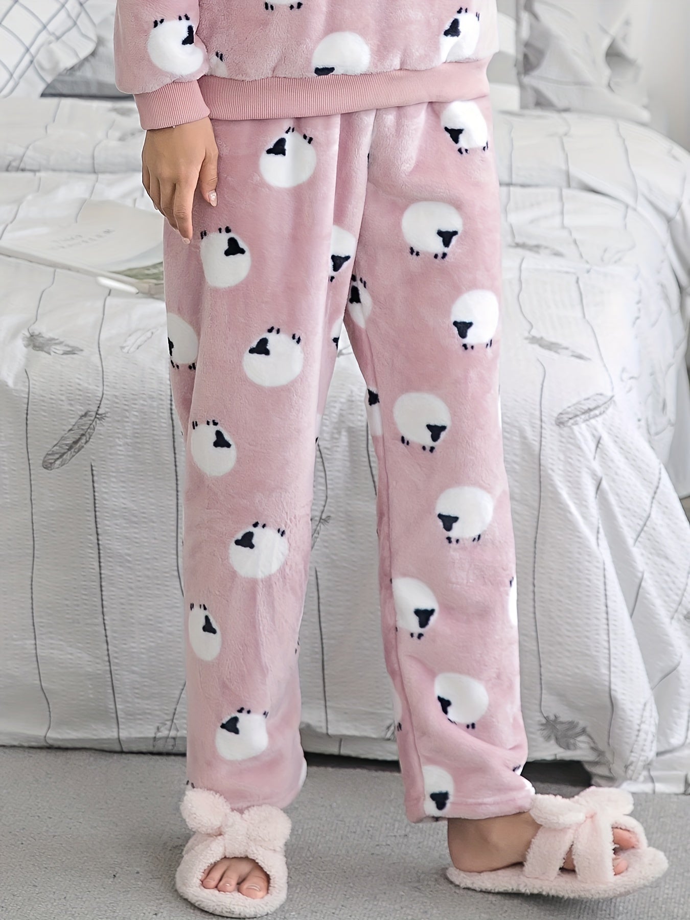 Sheep Print Sleep Bottoms & Fuzzy Pants Women's Loungewear